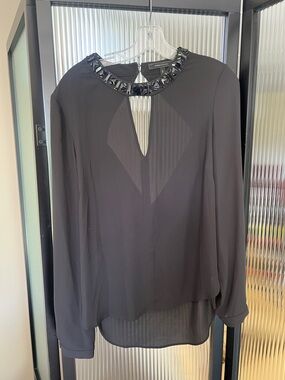 BGBG Max azria  Neck Keyhole Black Women's Blouse